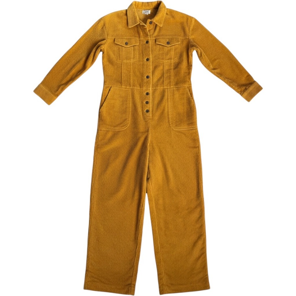 Parisienne et Alors Corduroy Jumpsuit Mustard Yellow 38 Long Sleeve Utility Boho